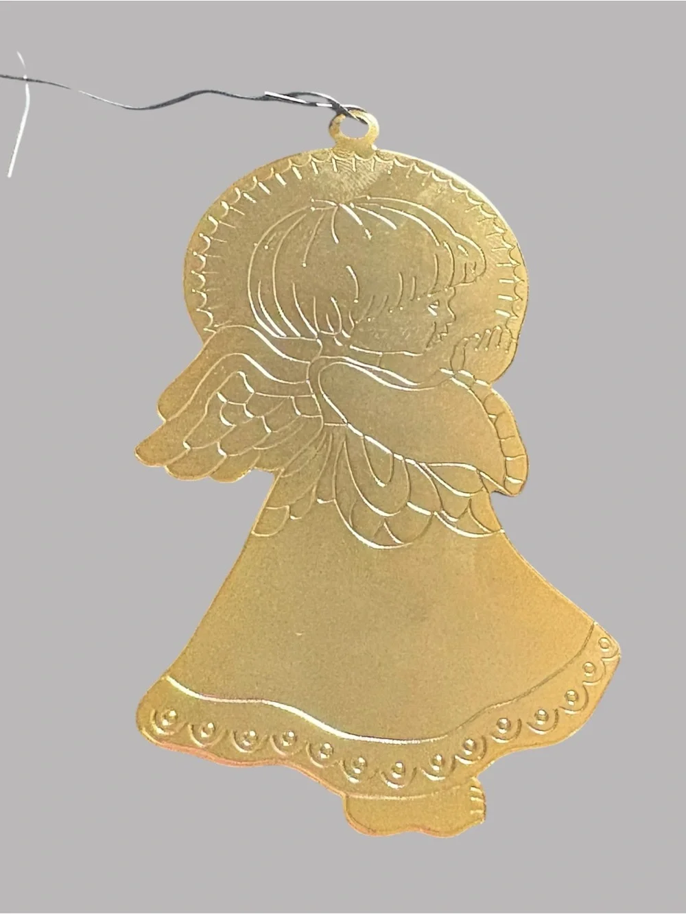 VTG Flat Brass Metal Ornament Holiday Lot Of 3 Christmas Angel Unicorn & Candle
